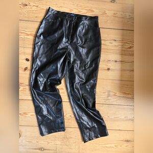 Encore Black Faux Leather Pants Women’s Size 14 Pull-On Straight Leg